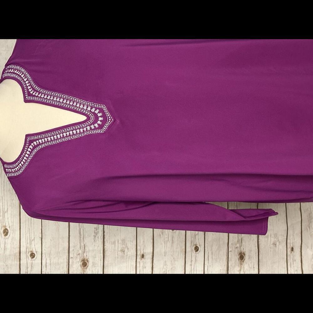 Lands' End purple embroidered V-neck tunic Size 1X - Picture 3 of 7